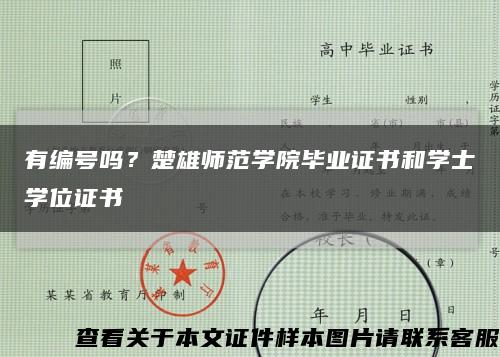 有编号吗？楚雄师范学院毕业证书和学士学位证书缩略图