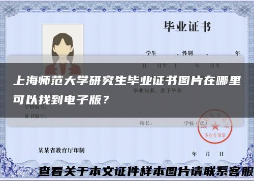 上海师范大学研究生毕业证书图片在哪里可以找到电子版？缩略图