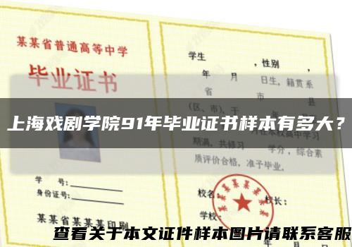 上海戏剧学院91年毕业证书样本有多大？缩略图