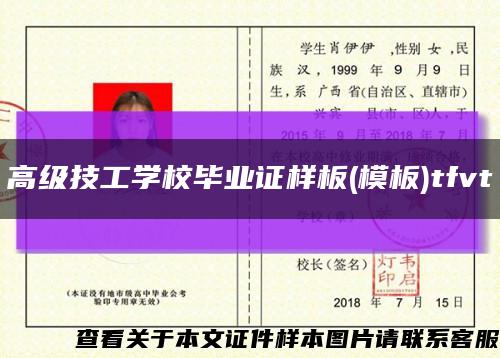 高级技工学校毕业证样板(模板)tfvt缩略图