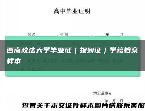 西南政法大学毕业证｜报到证｜学籍档案样本缩略图