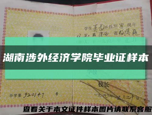 湖南涉外经济学院毕业证样本缩略图