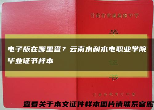 电子版在哪里查？云南水利水电职业学院毕业证书样本缩略图