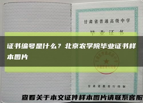 证书编号是什么？北京农学院毕业证书样本图片缩略图