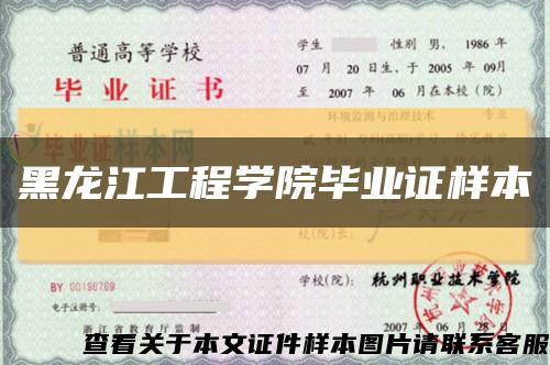 黑龙江工程学院毕业证样本缩略图