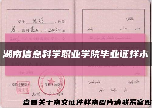湖南信息科学职业学院毕业证样本缩略图