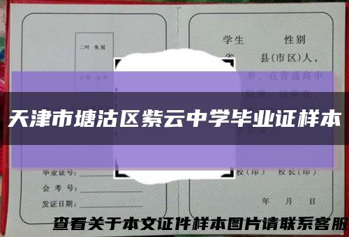 天津市塘沽区紫云中学毕业证样本缩略图