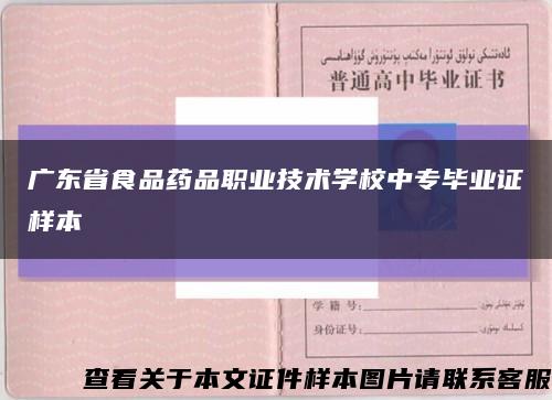 广东省食品药品职业技术学校中专毕业证样本缩略图
