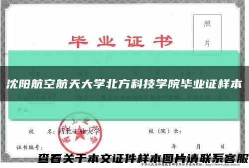沈阳航空航天大学北方科技学院毕业证样本缩略图