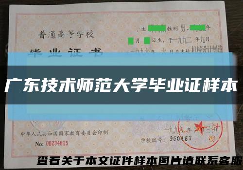 广东技术师范大学毕业证样本缩略图