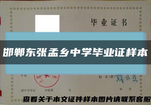 邯郸东张孟乡中学毕业证样本缩略图