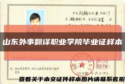 山东外事翻译职业学院毕业证样本缩略图