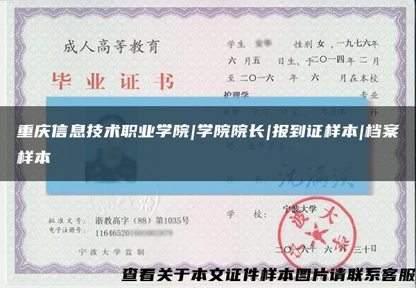 重庆信息技术职业学院|学院院长|报到证样本|档案样本缩略图