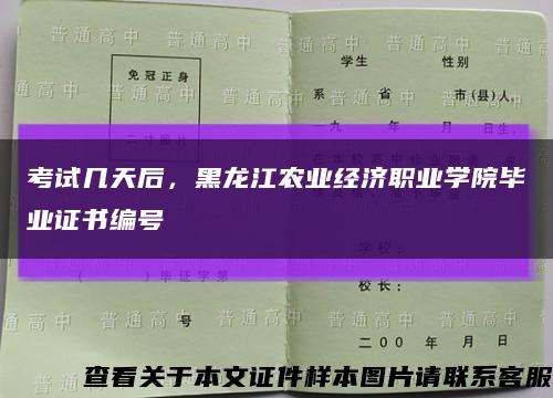 考试几天后，黑龙江农业经济职业学院毕业证书编号缩略图