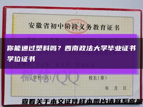 你能通过塑料吗？西南政法大学毕业证书学位证书缩略图