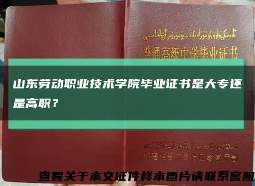 山东劳动职业技术学院毕业证书是大专还是高职？缩略图