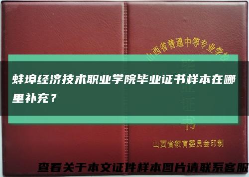 蚌埠经济技术职业学院毕业证书样本在哪里补充？缩略图