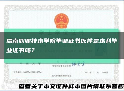 渭南职业技术学院毕业证书原件是本科毕业证书吗？缩略图