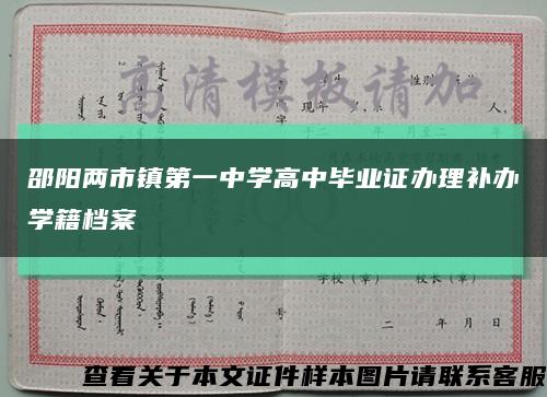 邵阳两市镇第一中学高中毕业证办理补办学籍档案缩略图