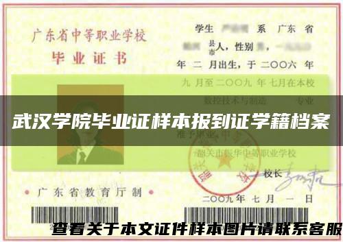 武汉学院毕业证样本报到证学籍档案缩略图