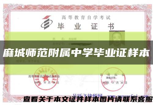 麻城师范附属中学毕业证样本缩略图