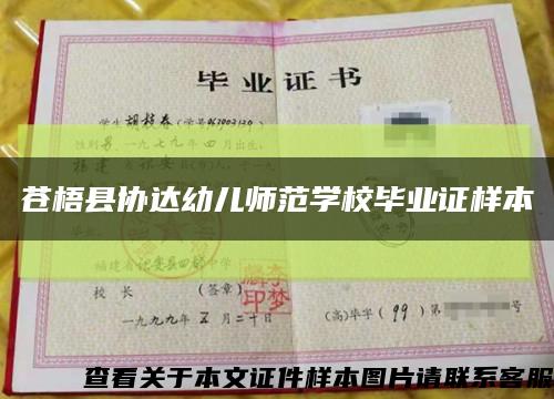 苍梧县协达幼儿师范学校毕业证样本缩略图