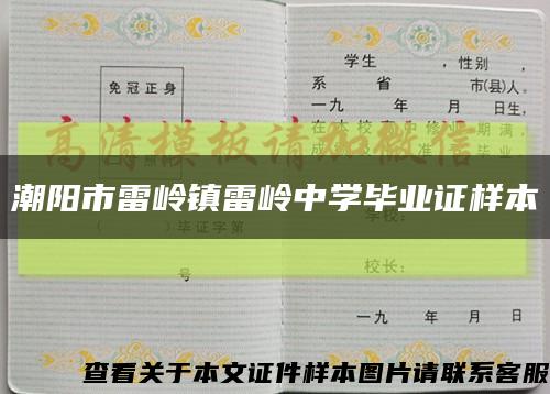 潮阳市雷岭镇雷岭中学毕业证样本缩略图