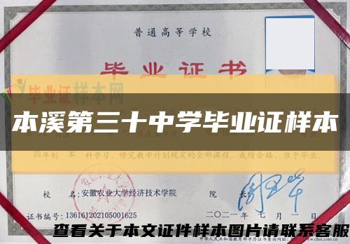 本溪第三十中学毕业证样本缩略图