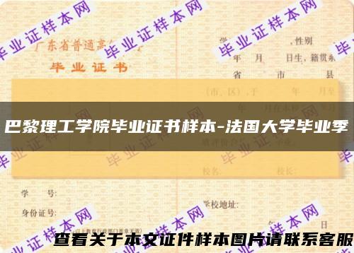 巴黎理工学院毕业证书样本-法国大学毕业季缩略图