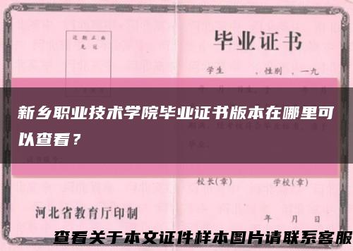 新乡职业技术学院毕业证书版本在哪里可以查看？缩略图
