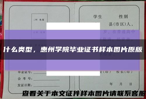 什么类型，惠州学院毕业证书样本图片原版缩略图