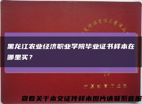 黑龙江农业经济职业学院毕业证书样本在哪里买？缩略图