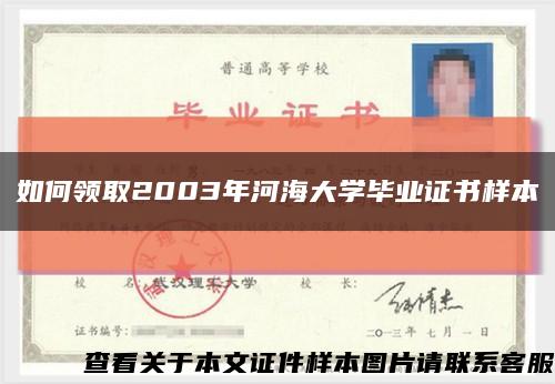 如何领取2003年河海大学毕业证书样本缩略图