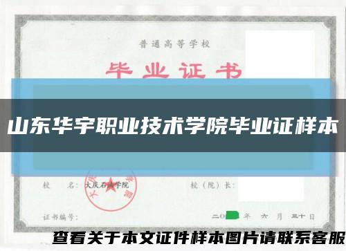 山东华宇职业技术学院毕业证样本缩略图