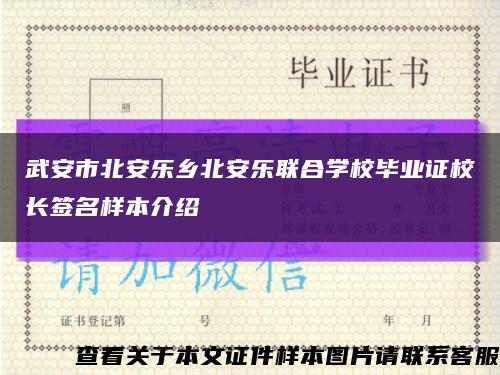 武安市北安乐乡北安乐联合学校毕业证校长签名样本介绍缩略图