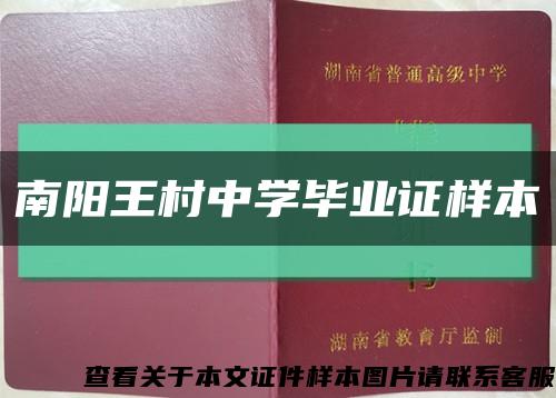 南阳王村中学毕业证样本缩略图