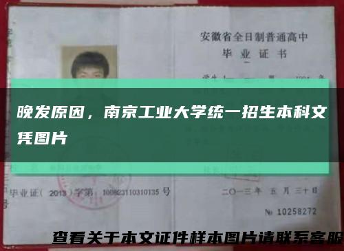 晚发原因，南京工业大学统一招生本科文凭图片缩略图