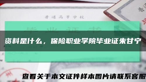 资料是什么，保险职业学院毕业证朱甘宁缩略图