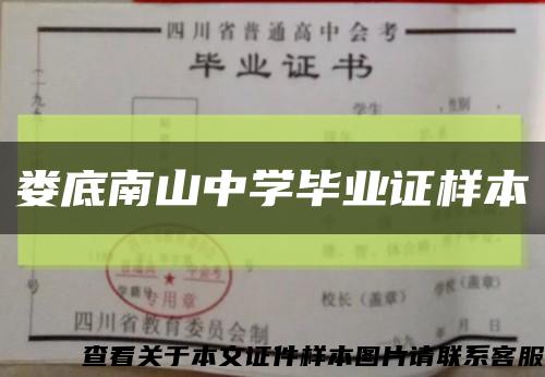 娄底南山中学毕业证样本缩略图