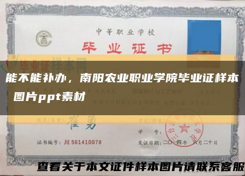 能不能补办，南阳农业职业学院毕业证样本 图片ppt素材缩略图