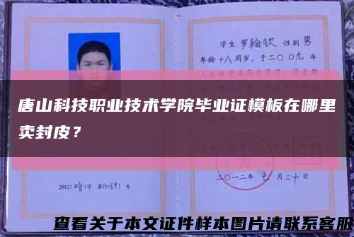 唐山科技职业技术学院毕业证模板在哪里卖封皮？缩略图