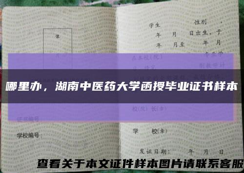 哪里办，湖南中医药大学函授毕业证书样本缩略图