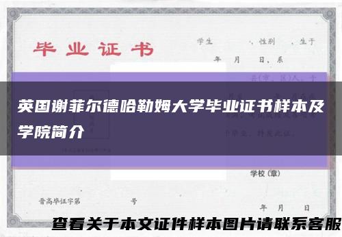 英国谢菲尔德哈勒姆大学毕业证书样本及学院简介缩略图