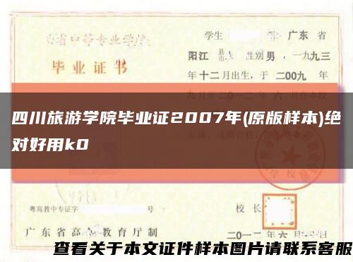 四川旅游学院毕业证2007年(原版样本)绝对好用k0缩略图