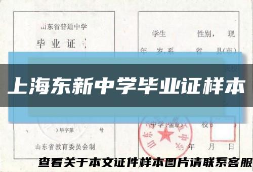 上海东新中学毕业证样本缩略图