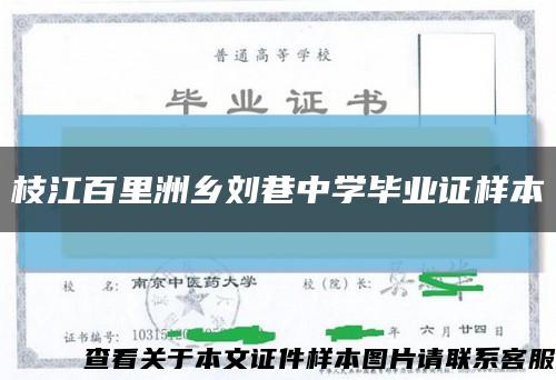 枝江百里洲乡刘巷中学毕业证样本缩略图