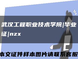 武汉工程职业技术学院|毕业证|nzx缩略图