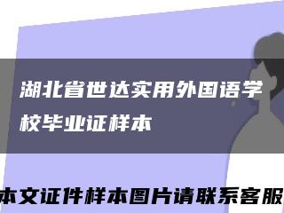 湖北省世达实用外国语学校毕业证样本缩略图