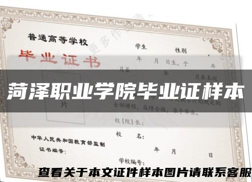 菏泽职业学院毕业证样本缩略图