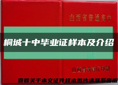桐城十中毕业证样本及介绍缩略图